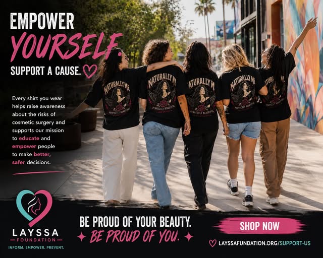 Empower Yourself Layssa Foundation campaign with women walking together in Naturally Me shirts